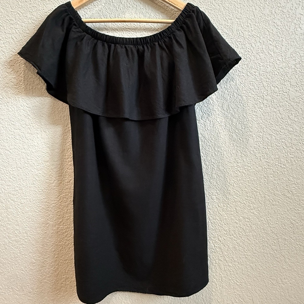 Old Navy Linen Blend Dress Off The Shoulder Ruffle Knee Length Sundress Small